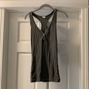 We The Free gray lace trimmed racer back tank top.